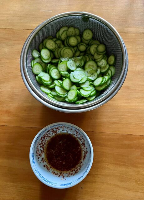 Salted cucumber and the sauce
