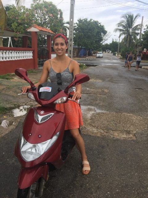 Nervously smiling on the scooter. Don’t worry, I wore a helmet when I was moving!
