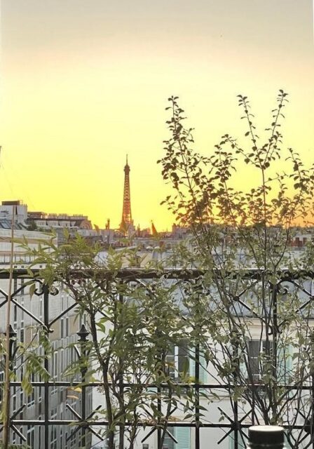 いつも泊まらせてもらうパリの友人のアパートから見えるエッフェル塔。公演の後にこれを見て疲れを癒します